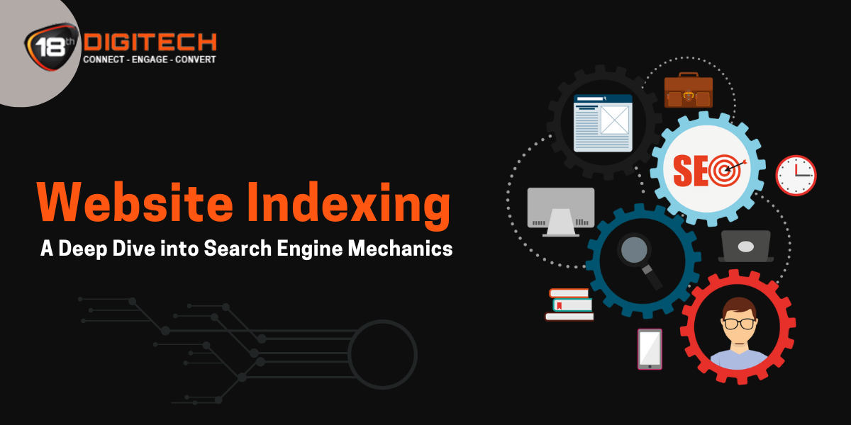 Search engine mechanics concept illustration