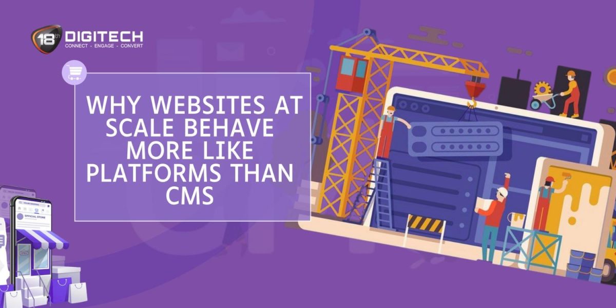 Illustration showing websites at scale built as digital platforms.